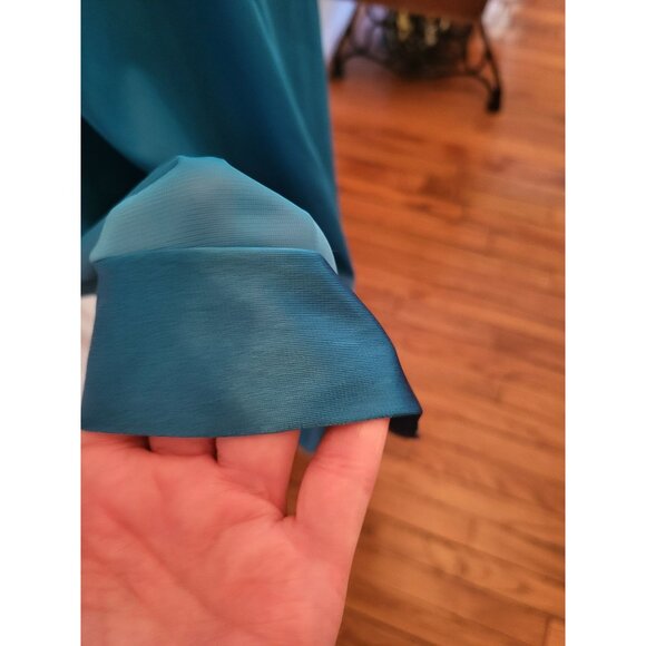 Vintage 70's/80's Teal Vanity Fair Nylon Night Gown/Dress sz S Retro Feminine - Picture 6 of 6